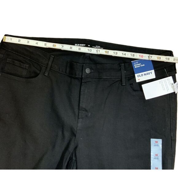 Old Navy Black Mid-Rise Kicker Boot-Cut Casual Academia Preppy Womens Pants 18 - Picture 8 of 15